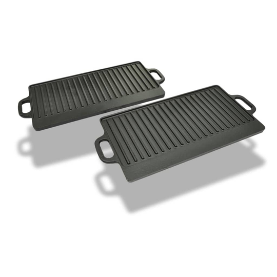 vidaXL Grillplatta 2 st gjutjärn vändbar 38x23 cm
