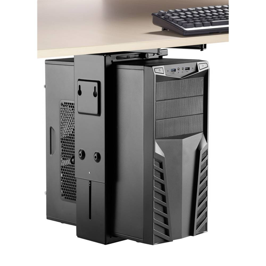 SpeaKa Professional PC-hållare Underinbyggnad, Vertikal, Horisontell SP-6353552 Svart Tillåten belastning upp till vikt=10 kg