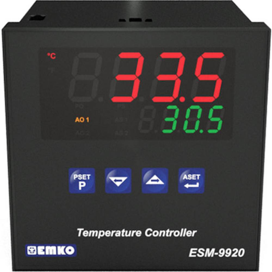 Emko ESM-9920.2.20.0.1/01.02/0.0.0.0 2-punkts, P, PI, PD, PID Termostat Pt100, J, K, R, S, T -200 till 1700 °C Relä 5 A, SSR (L x B x H) 96 x 96 x 96 mm