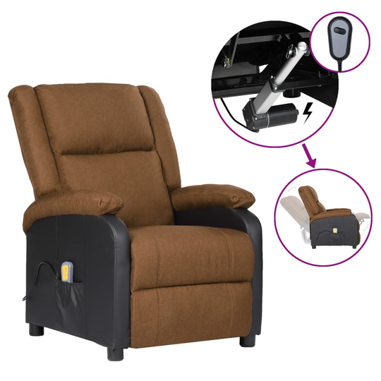 vidaXL Elektrisk massagefåtölj taupe konstläder & tyg