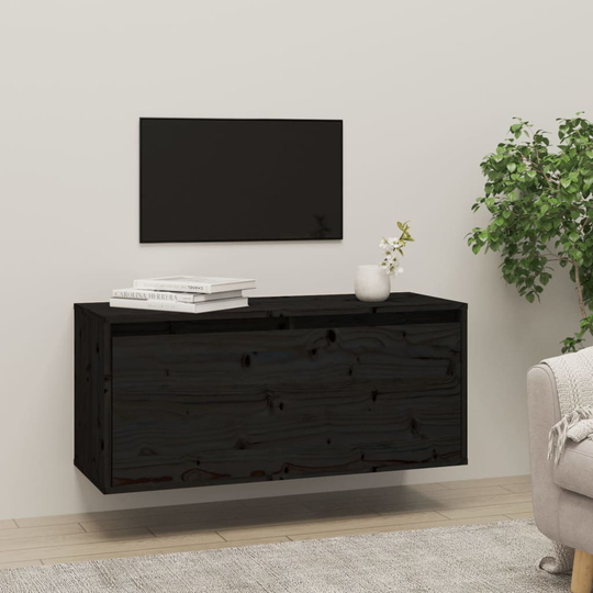 vidaXL Väggskåp svart 80x30x35 cm massiv furu