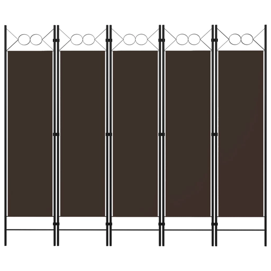 vidaXL Rumsavdelare 5 paneler brun 200x180 cm
