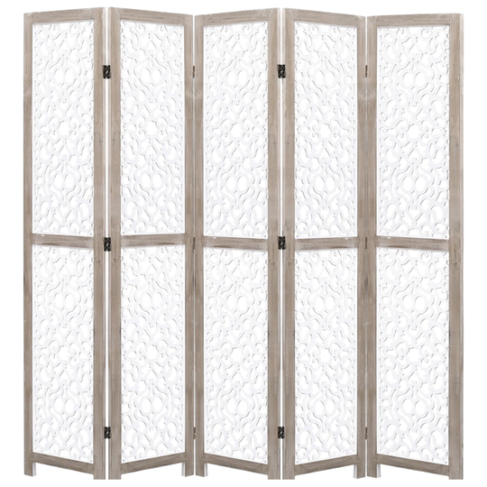 vidaXL Rumsavdelare 5 paneler vit 175x165 cm massivt trä