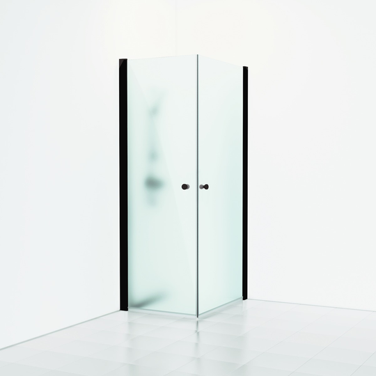 Svedbergs Duschhörn Skoga Rak 70X90 - Frostglas Svart matt