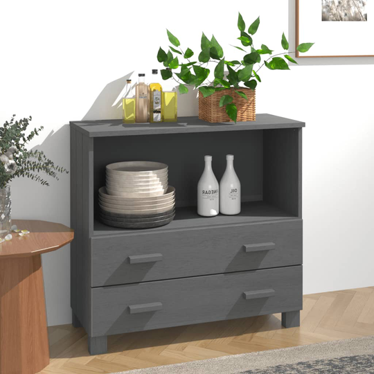 vidaXL Skänk mörkgrå 85x35x80 cm massiv furu