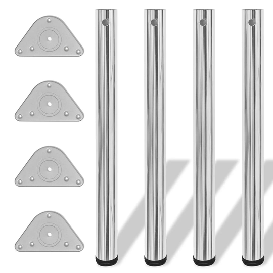 4 Höjdjusterbara bordsben i krom 710 mm