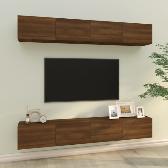 vidaXL Väggmonterade tv-bänkar 4 st brun ek 100x30x30 cm
