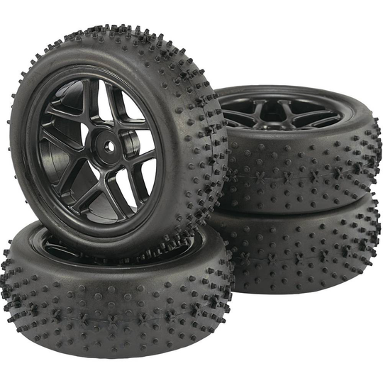 Reely 1:10 Buggy Kompletta hjul Spike 5 dubbelekrar Svart 2 st