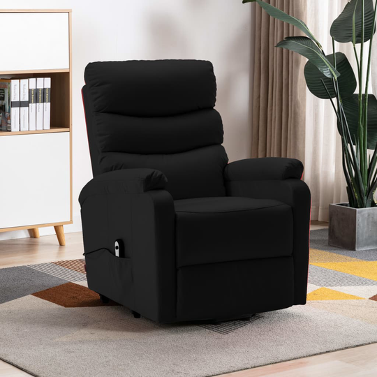 vidaXL Reclinerfåtölj med uppresningshjälp svart konstläder