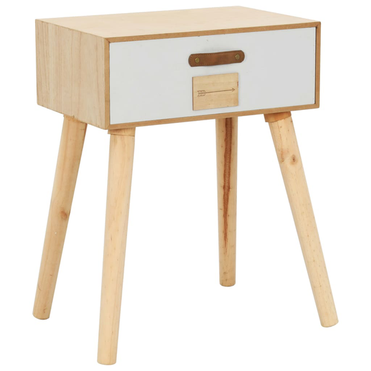vidaXL Sängbord med låda 44x30x58,5 cm massiv furu