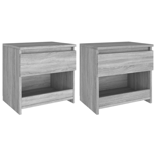 vidaXL Sängbord 2 st grå sonoma-ek 40x30x39 cm konstruerat trä
