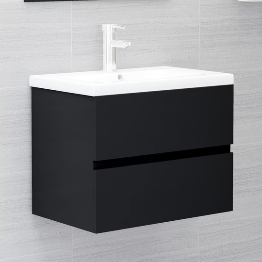 vidaXL Tvättställsskåp svart 60x38,5x45 cm spånskiva