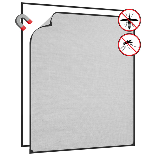 vidaXL Magnetiskt insektsnät för fönster antracit 100x120 cm fiberglas