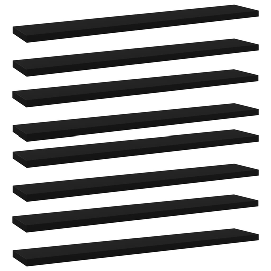 vidaXL Hyllplan 8 st svart 60x10x1,5 cm spånskiva
