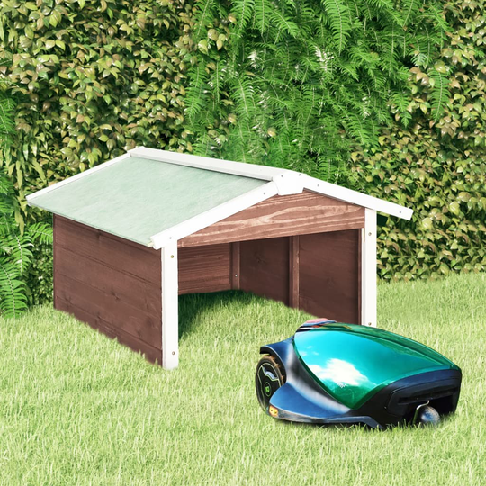 vidaXL Garage för robotgräsklippare 72x87x50 cm mocca och vit granträ
