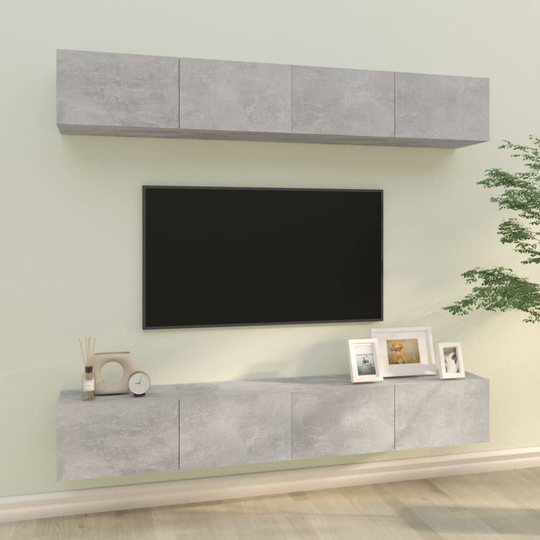 vidaXL Väggmonterade tv-bänkar 4 st betonggrå 100x30x30 cm