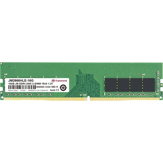 Transcend JM2666HLE-16G Internminne Desktop Modul JetRam 16 GB 1 x 16 GB DDR4 2666 MHz CL19