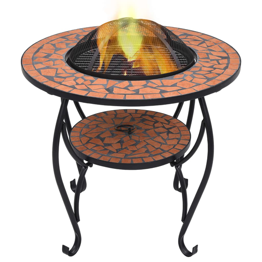 vidaXL Eldgrop med mosaikbord terrakotta 68 cm keramik