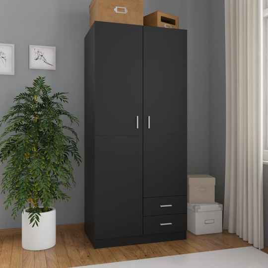 vidaXL Garderob svart 80x52x180 cm spånskiva