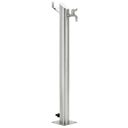 vidaXL Vattenpost för trädgården 95 cm rostfritt stål rund
