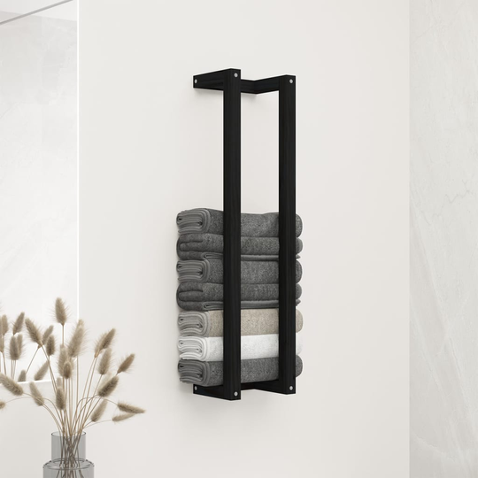 vidaXL Handdukshängare svart 23x18x90 cm massiv furu
