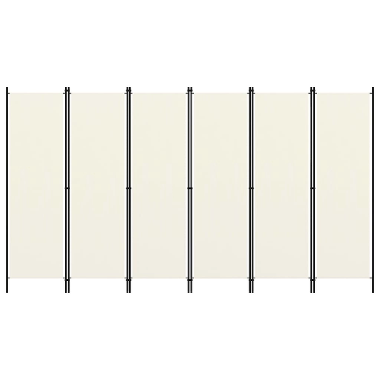 vidaXL Rumsavdelare 6 paneler gräddvit 300x180 cm