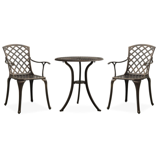 vidaXL Caféset 3 delar gjuten aluminium brons