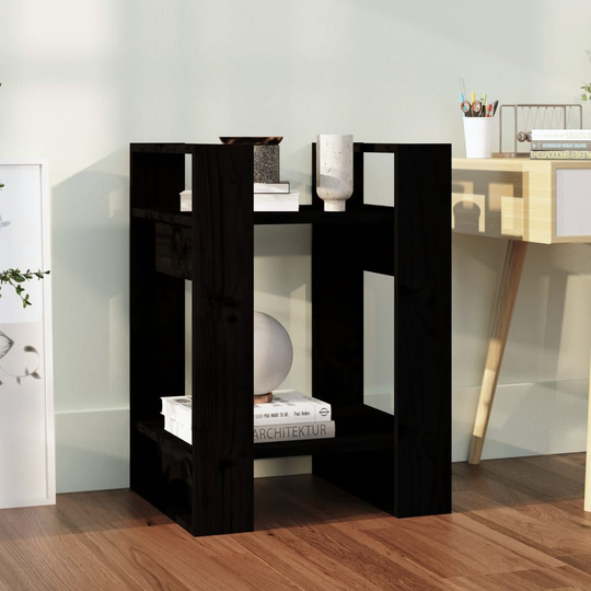 vidaXL Bokhylla/rumsavdelare svart 41x35x57 cm massiv furu