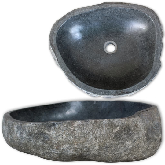 vidaXL Handfat flodsten oval 37-46 cm