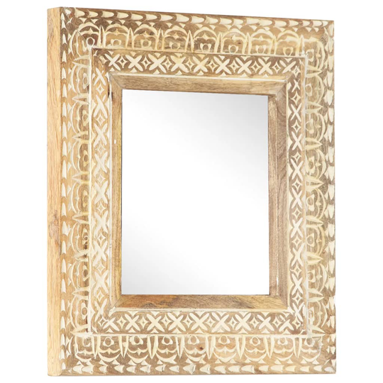 vidaXL Handsnidad spegel 50x50x2,6 cm massivt mangoträ