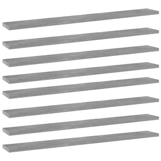 vidaXL Hyllplan 8 st betonggrå 80x10x1,5 cm spånskiva