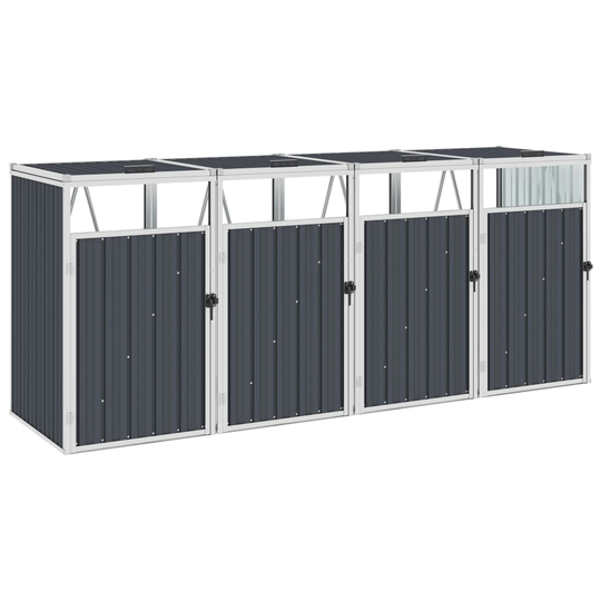 vidaXL Skjul för fyra sopkärl antracit 286x81x121 cm stål