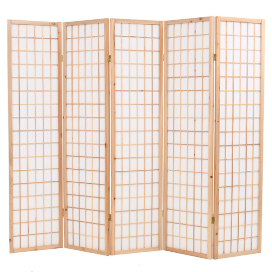 vidaXL Rumsavdelare med 5 paneler japansk stil 200x170 cm naturlig