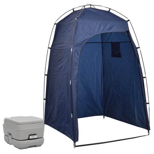 vidaXL Portabel campingtoalett med tält 10+10 L