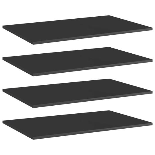 vidaXL Hyllplan 4 st svart högglans 80x50x1,5 cm spånskiva