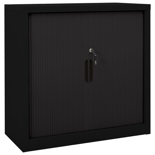 vidaXL Dokumentskåp med skjutdörr svart och vit 90x40x90 cm stål