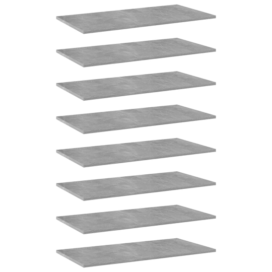 vidaXL Hyllplan 8 st betonggrå 80x40x1,5 cm spånskiva