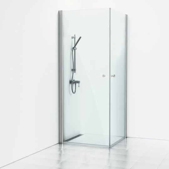 Svedbergs Duschhörn Skoga Rak 225 cm - Klarglas Alu blank 80x80