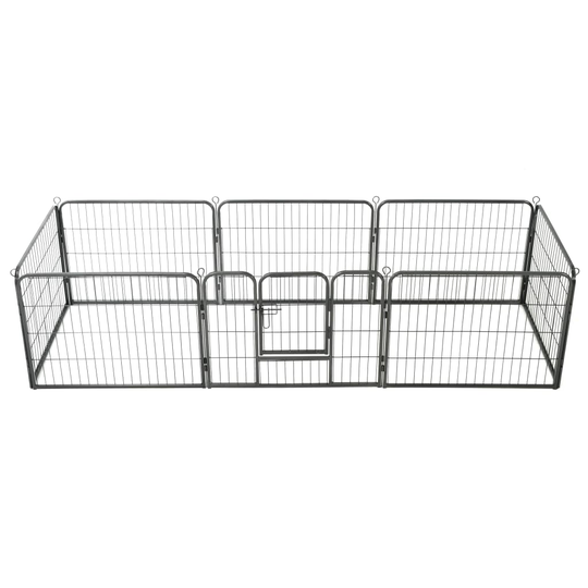 vidaXL Hundhage 8 paneler stål 60x80 cm svart