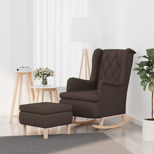 vidaXL Gungfåtölj med pall taupe tyg
