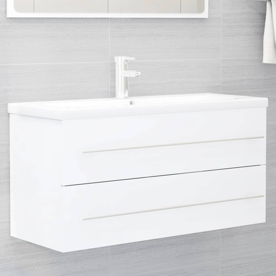 vidaXL Tvättställsskåp vit 100x38,5x48 cm spånskiva