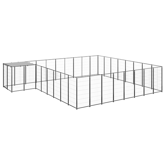 vidaXL Hundgård svart 20,57 m² stål