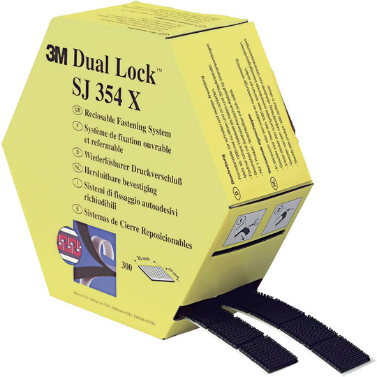 Kardborreband för fastlimning Svamphuvud (L x B) 7500 mm x 25 mm Svart 3M SJ354X Dual Lock 1 par
