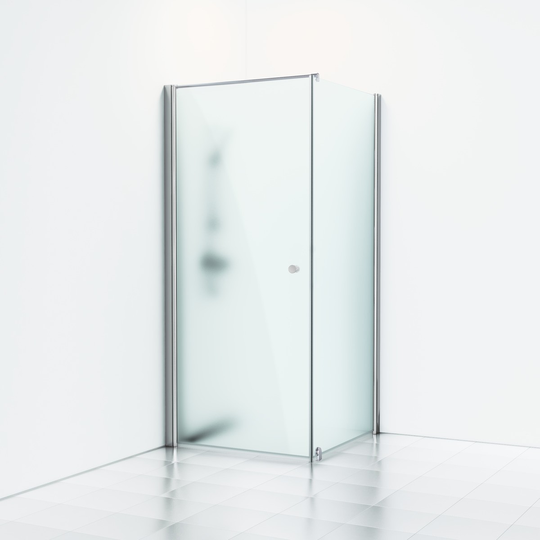 Svedbergs Duschhörn Skoga Fast Vägg/dörr 90X93 - Frostglas Alu blank