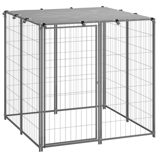 vidaXL Hundgård silver 110x110x110 cm stål
