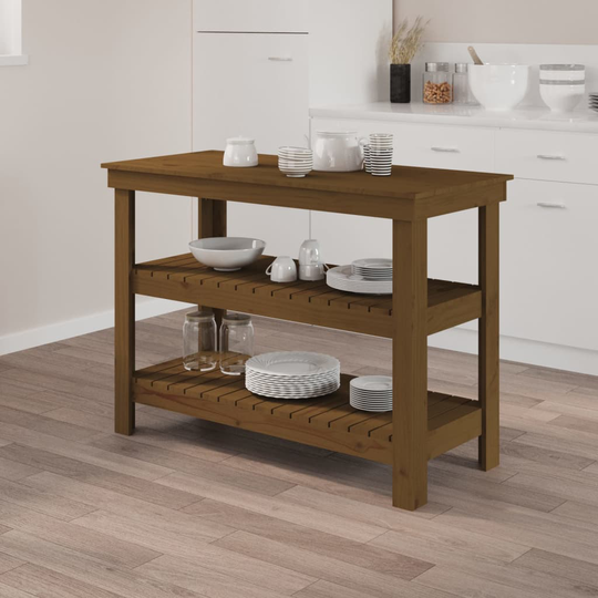 vidaXL Skobänk honungsbrun 110,5x50x80 cm massiv furu