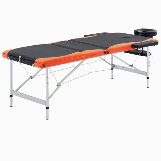 vidaXL Hopfällbar massagebänk 3 sektioner aluminium svart och orange
