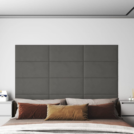 vidaXL Väggpaneler 12 st mörkgrå 60x30 cm sammet 2,16 m²