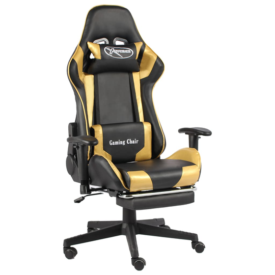 vidaXL Snurrbar gamingstol med fotstöd guld PVC