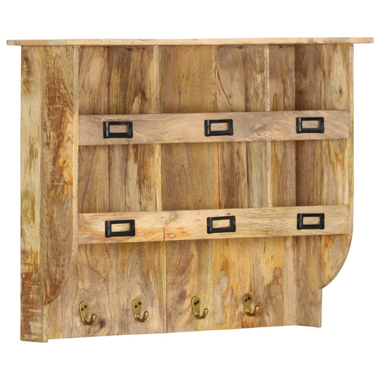 vidaXL Väggkrokar med förvaring 70x20x55 cm massivt mangoträ